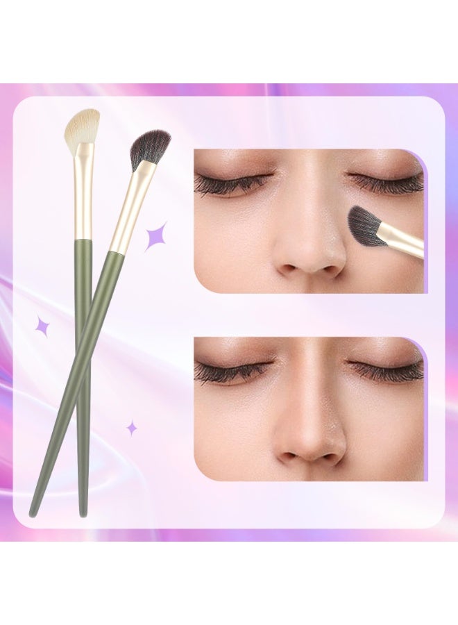 Peachjoy 2Pcs Nose Contour Angled Contour Brush, Half Fan-Shape Nose Shadow Brush, Soft Facial Fan Brush, Concealer, Under Eye Blush, Highlighter Brush for Blending Liquid Cream Powder Cosmetics - Image 2